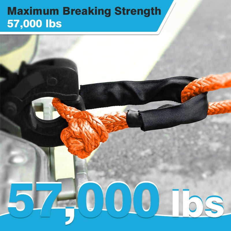 ZAMLIE 2 Pack Orange Soft Shackles 57,000 LBS Breaking Strength 1/2 inch X 22 inch with Protective Sleeve for Off-Road Sailing Trucks 4x4 UTV Synthetic Road Recovery Rope Soft Shackle for Recovery - Image 2